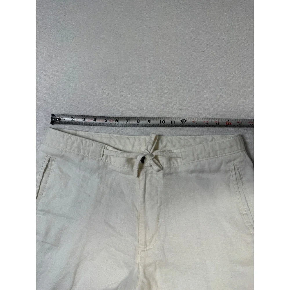 Tasso Elba Island Mens 34x29 Cream 100% Linen Drawstring Straight Leg Pants